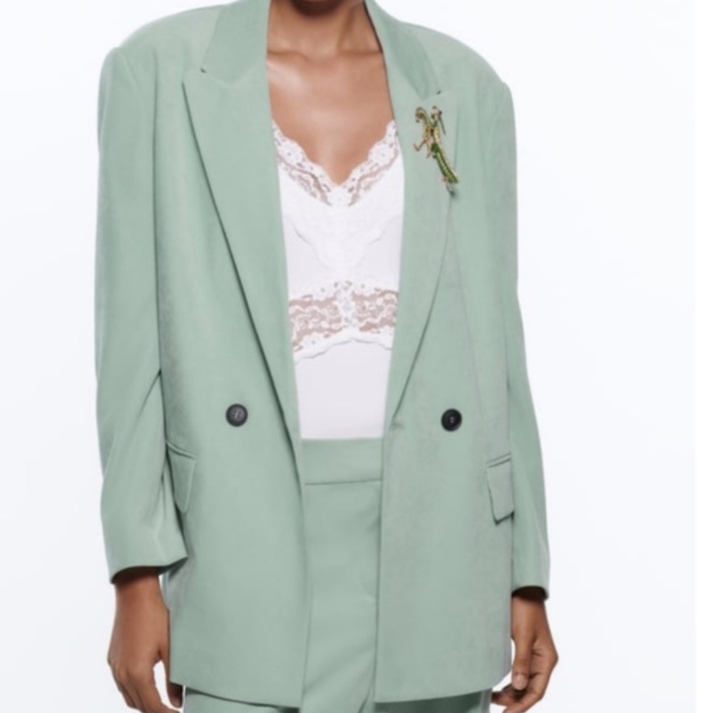 Zara seafoam green blazer worn once